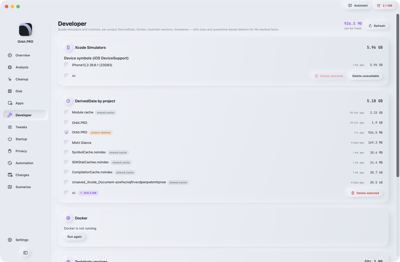 Screenshot of section «Developer» — Orbit.PRO